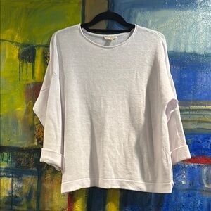Eileen Fisher organic Lenin dropped shoulder 3/4 length  sleeved Top size medium